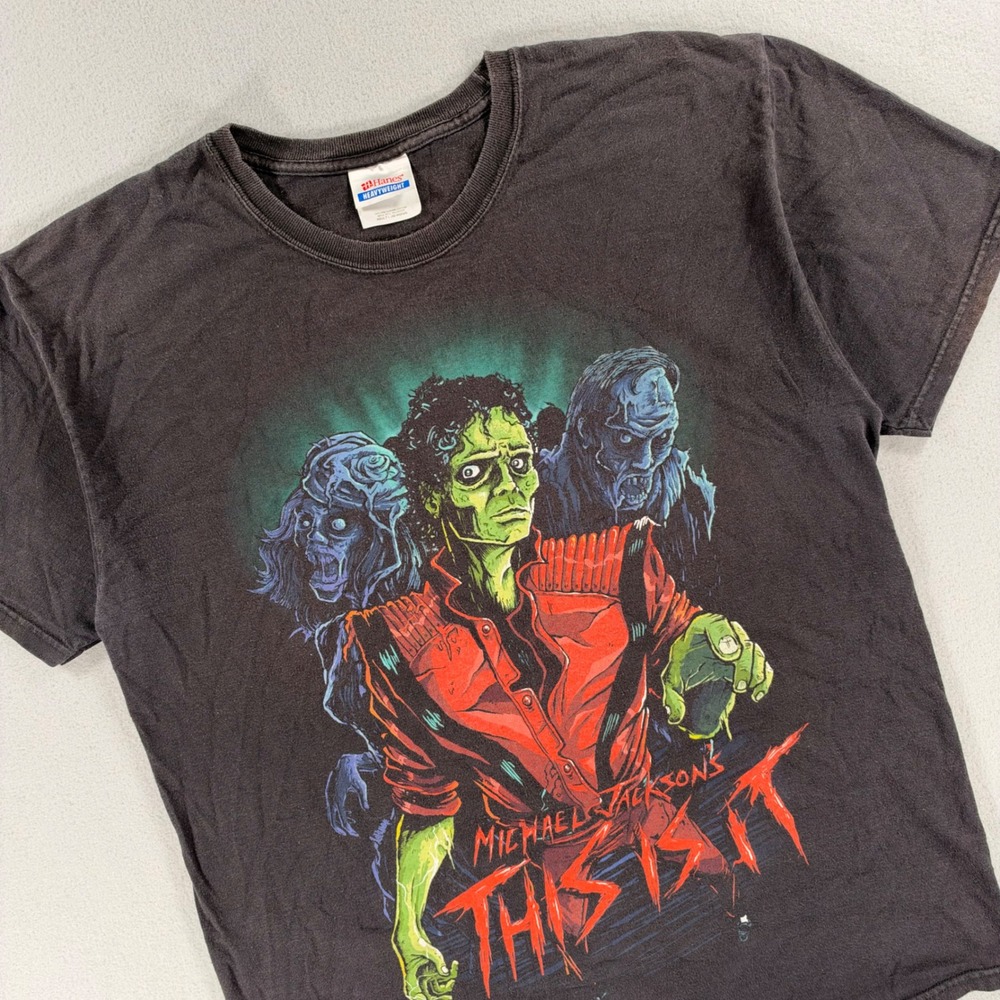 Hanes Michael Jackson This Is It Zombie Graphic T-Shirt Large Black Thriller